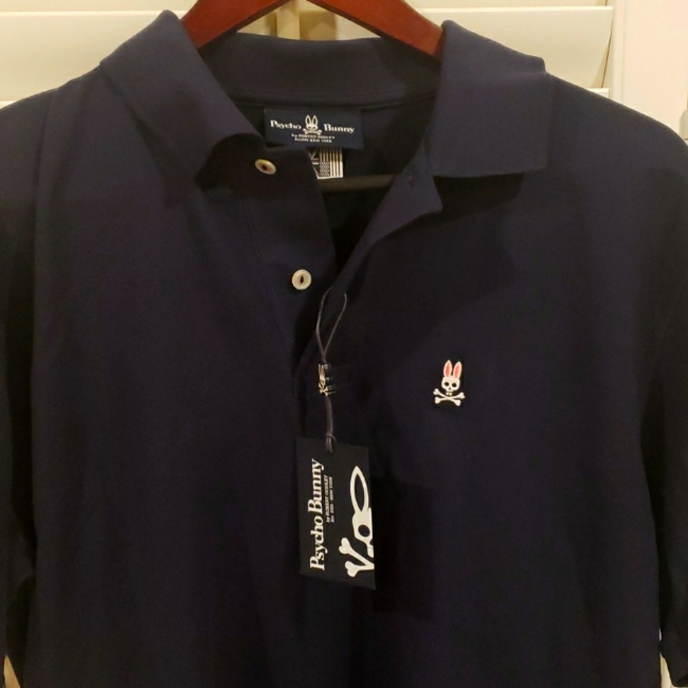 Men's Navy Psycho Bunny Classic Polo Shirt Size 7/XL NWT!